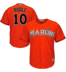 Men's Majestic Miami Marlins #10 JT Riddle Replica Orange Alternate 1 Cool Base MLB Jersey