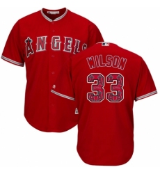 Men's Majestic Los Angeles Angels of Anaheim #33 CJ Wilson Authentic Red Team Logo Fashion Cool Base MLB Jersey