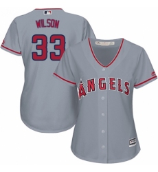 Women's Majestic Los Angeles Angels of Anaheim #33 CJ Wilson Replica Grey Road Cool Base MLB Jersey