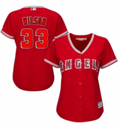 Women's Majestic Los Angeles Angels of Anaheim #33 CJ Wilson Replica Red Alternate MLB Jersey