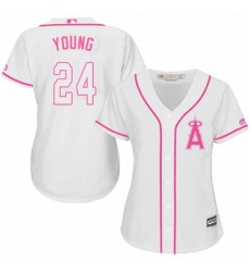 Women's Majestic Los Angeles Angels of Anaheim #24 Chris Young Authentic White Fashion Cool Base MLB Jersey