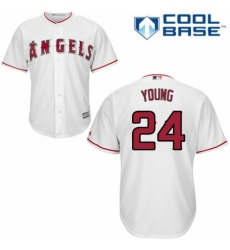 Youth Majestic Los Angeles Angels of Anaheim #24 Chris Young Authentic White Home Cool Base MLB Jersey