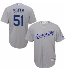 Men's Majestic Kansas City Royals #51 Blaine Boyer Replica Grey Road Cool Base MLB Jersey