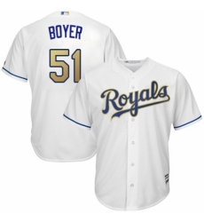 Men's Majestic Kansas City Royals #51 Blaine Boyer Replica White Home Cool Base MLB Jersey