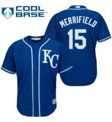 Youth Majestic Kansas City Royals #15 Whit Merrifield Replica Blue Alternate 2 Cool Base MLB Jersey