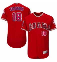 Men's Majestic Los Angeles Angels of Anaheim #18 Luis Valbuena Red Alternate Flex Base Authentic Collection MLB Jersey