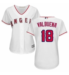 Women's Majestic Los Angeles Angels of Anaheim #18 Luis Valbuena Authentic White Home Cool Base MLB Jersey