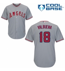 Youth Majestic Los Angeles Angels of Anaheim #18 Luis Valbuena Authentic Grey Road Cool Base MLB Jersey