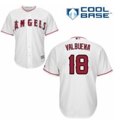 Youth Majestic Los Angeles Angels of Anaheim #18 Luis Valbuena Authentic White Home Cool Base MLB Jersey