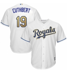 Youth Majestic Kansas City Royals #19 Cheslor Cuthbert Authentic White Home Cool Base MLB Jersey