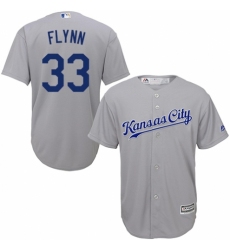 Men's Majestic Kansas City Royals #33 Brian Flynn Replica Grey Road Cool Base MLB Jersey