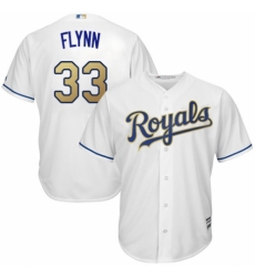 Men's Majestic Kansas City Royals #33 Brian Flynn Replica White Home Cool Base MLB Jersey