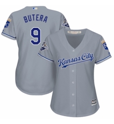 Women's Majestic Kansas City Royals #9 Drew Butera Authentic Grey Road Cool Base MLB Jersey
