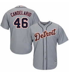 Men's Majestic Detroit Tigers #46 Jeimer Candelario Replica Grey Road Cool Base MLB Jersey