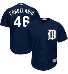Men's Majestic Detroit Tigers #46 Jeimer Candelario Replica Navy Blue Alternate Cool Base MLB Jersey