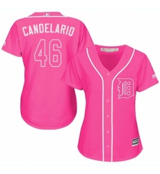 Women's Majestic Detroit Tigers #46 Jeimer Candelario Authentic Pink Fashion Cool Base MLB Jersey