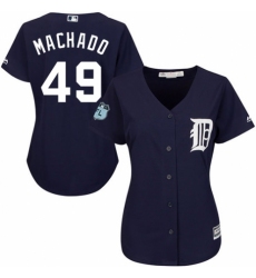 Women's Majestic Detroit Tigers #49 Dixon Machado Authentic Navy Blue Alternate Cool Base MLB Jersey