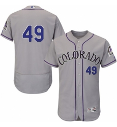 Men's Majestic Colorado Rockies #49 Antonio Senzatela Grey Road Flex Base Authentic Collection MLB Jersey