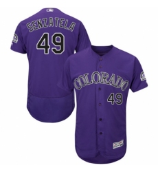 Men's Majestic Colorado Rockies #49 Antonio Senzatela Purple Alternate Flex Base Authentic Collection MLB Jersey