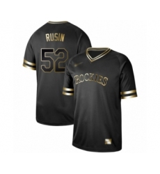 Men's Colorado Rockies #52 Chris Rusin Authentic Black Gold Fashion Baseball Jersey