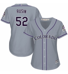 Women's Majestic Colorado Rockies #52 Chris Rusin Replica Grey Road Cool Base MLB Jersey