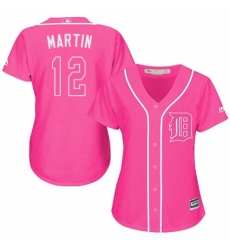 Women's Majestic Detroit Tigers #12 Leonys Martin Authentic Pink Fashion Cool Base MLB Jersey