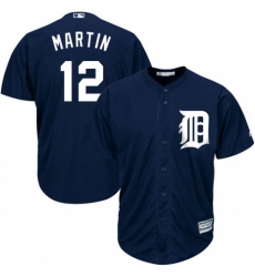 Youth Majestic Detroit Tigers #12 Leonys Martin Authentic Navy Blue Alternate Cool Base MLB Jersey