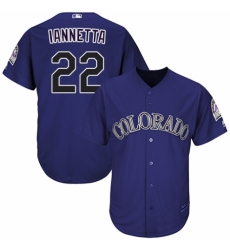 Men's Majestic Colorado Rockies #22 Chris Iannetta Replica Purple Alternate 1 Cool Base MLB Jersey