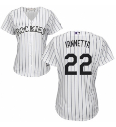 Women's Majestic Colorado Rockies #22 Chris Iannetta Replica White Home Cool Base MLB Jersey