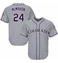 Men's Majestic Colorado Rockies #24 Ryan McMahon Replica Grey Road Cool Base MLB Jersey