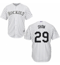 Youth Majestic Colorado Rockies #29 Bryan Shaw Replica White Home Cool Base MLB Jersey