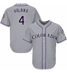 Youth Majestic Colorado Rockies #4 Pat Valaika Authentic Grey Road Cool Base MLB Jersey