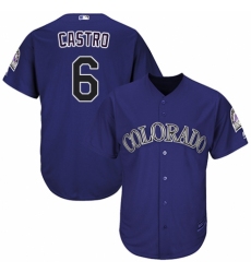 Men's Majestic Colorado Rockies #6 Daniel Castro Replica Purple Alternate 1 Cool Base MLB Jersey