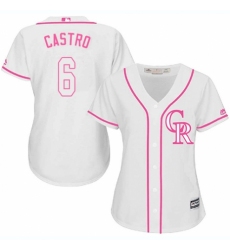Women's Majestic Colorado Rockies #6 Daniel Castro Replica White Fashion Cool Base MLB Jersey