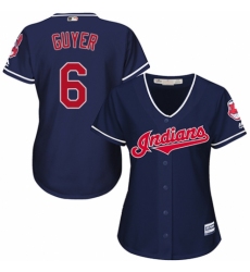 Women's Majestic Cleveland Indians #6 Brandon Guyer Replica Navy Blue Alternate 1 Cool Base MLB Jersey
