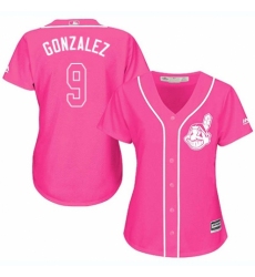 Women's Majestic Cleveland Indians #9 Erik Gonzalez Replica Pink Fashion Cool Base MLB Jersey