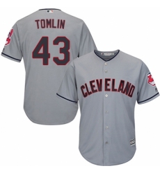 Men's Majestic Cleveland Indians #43 Josh Tomlin Replica Grey Road Cool Base MLB Jersey