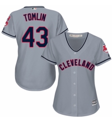 Women's Majestic Cleveland Indians #43 Josh Tomlin Authentic Grey Road Cool Base MLB Jersey
