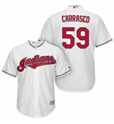 Men's Majestic Cleveland Indians #59 Carlos Carrasco Replica White Home Cool Base MLB Jersey