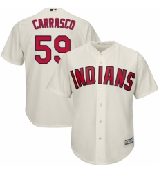Youth Majestic Cleveland Indians #59 Carlos Carrasco Authentic Cream Alternate 2 Cool Base MLB Jersey