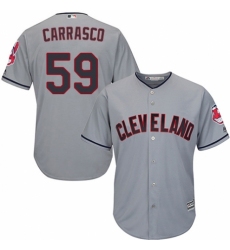 Youth Majestic Cleveland Indians #59 Carlos Carrasco Authentic Grey Road Cool Base MLB Jersey