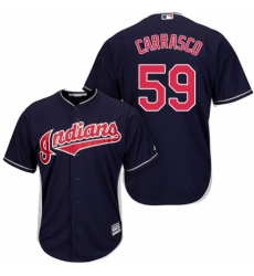 Youth Majestic Cleveland Indians #59 Carlos Carrasco Authentic Navy Blue Alternate 1 Cool Base MLB Jersey