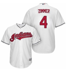 Youth Majestic Cleveland Indians #4 Bradley Zimmer Replica White Home Cool Base MLB Jersey