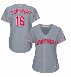Women's Majestic Cincinnati Reds #16 Tucker Barnhart Replica Grey Road Cool Base MLB Jersey