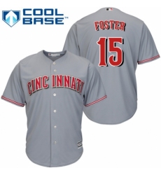 Men's Majestic Cincinnati Reds #15 George Foster Replica Grey Road Cool Base MLB Jersey