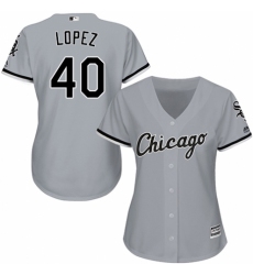 Women's Majestic Chicago White Sox #40 Reynaldo Lopez Replica Grey Road Cool Base MLB Jersey