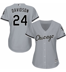 Women's Majestic Chicago White Sox #24 Matt Davidson Replica Grey Road Cool Base MLB Jersey