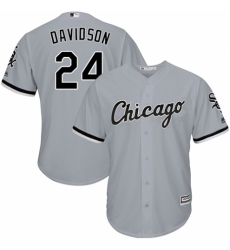 Youth Majestic Chicago White Sox #24 Matt Davidson Authentic Grey Road Cool Base MLB Jersey