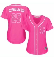 Women's Majestic Boston Red Sox #25 Tony Conigliaro Authentic Pink Fashion MLB Jersey