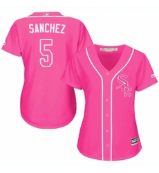 Women's Majestic Chicago White Sox #5 Yolmer Sanchez Authentic Pink Fashion Cool Base MLB Jersey